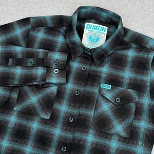 Dixxon The Diamond Flannel Shirt Womens Medium Teal Black Plaid Biker Workwear